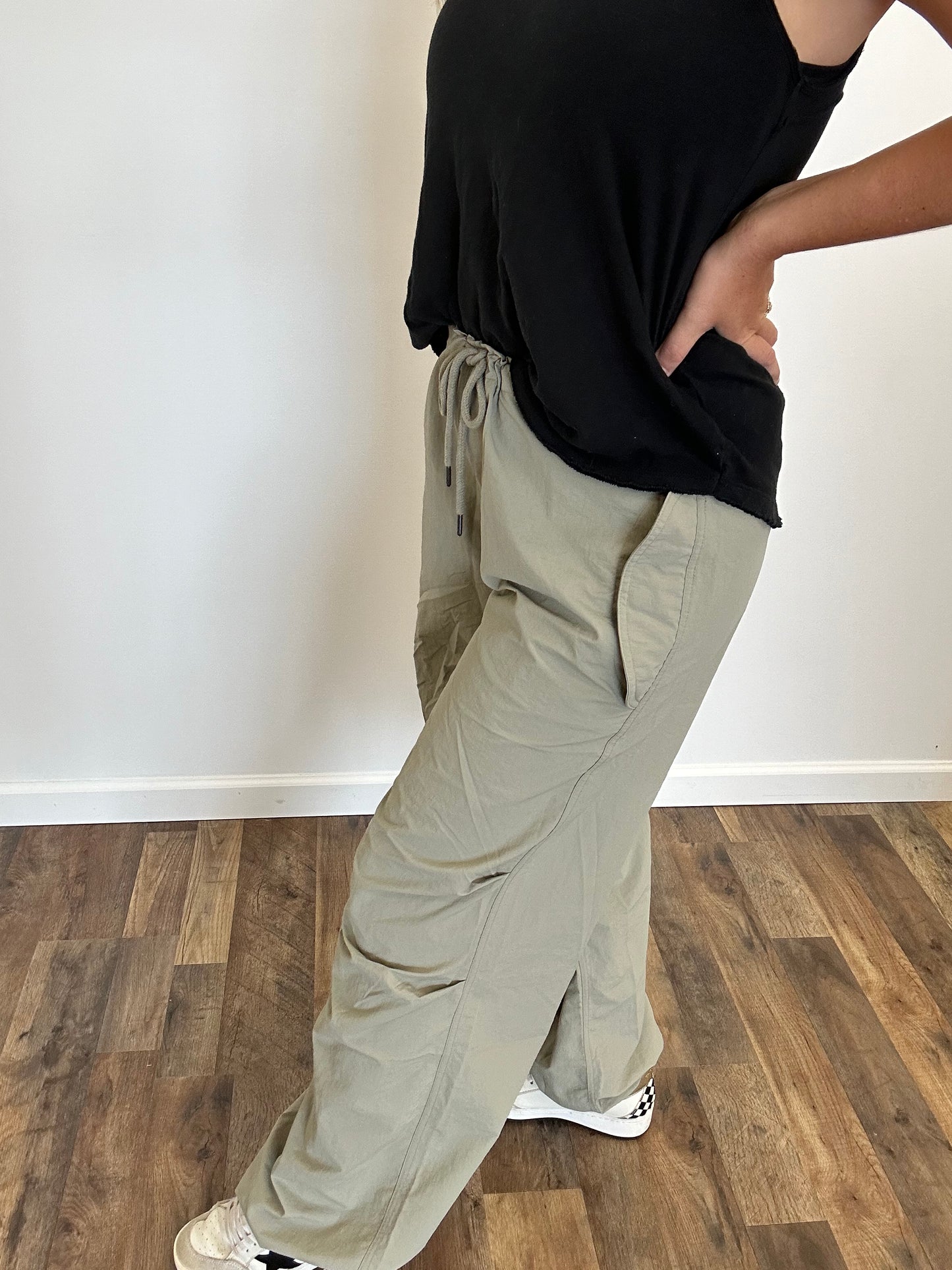 Olive Parachute Cargo Pants