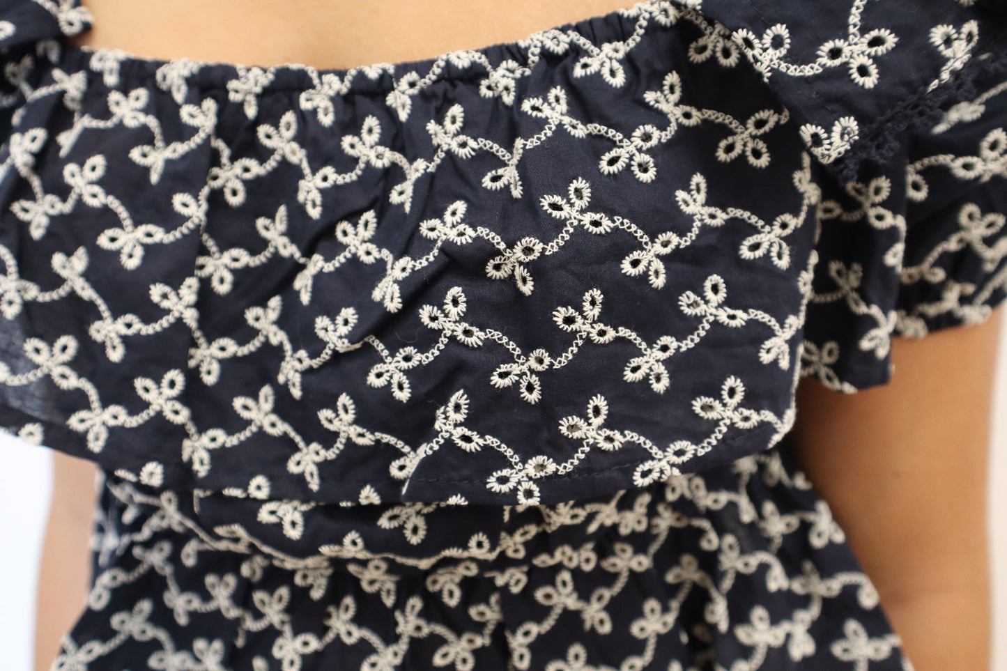 Navy Tie Back Top with Bows