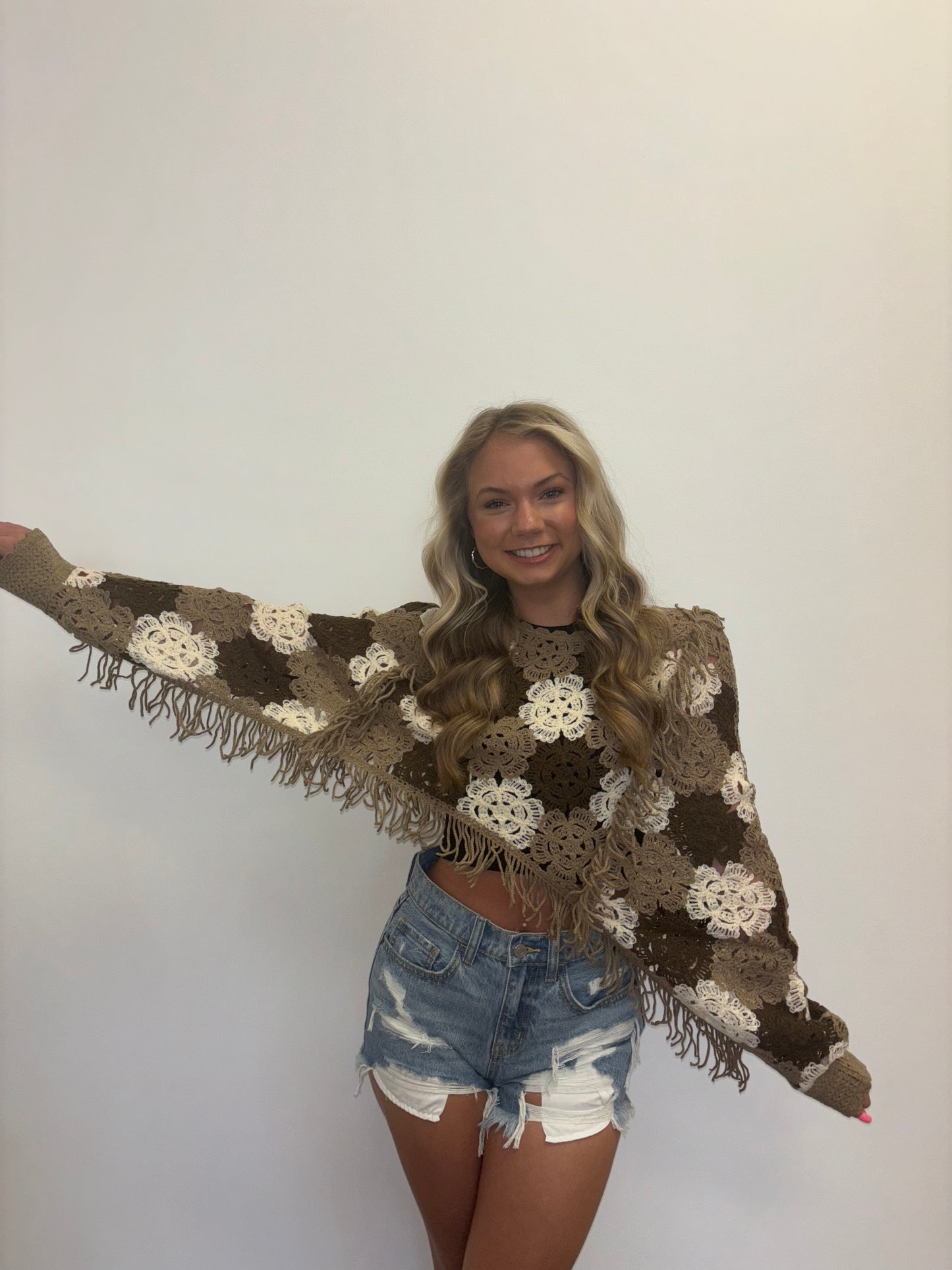 Crochet Mocha Combo Batwing Crop Top