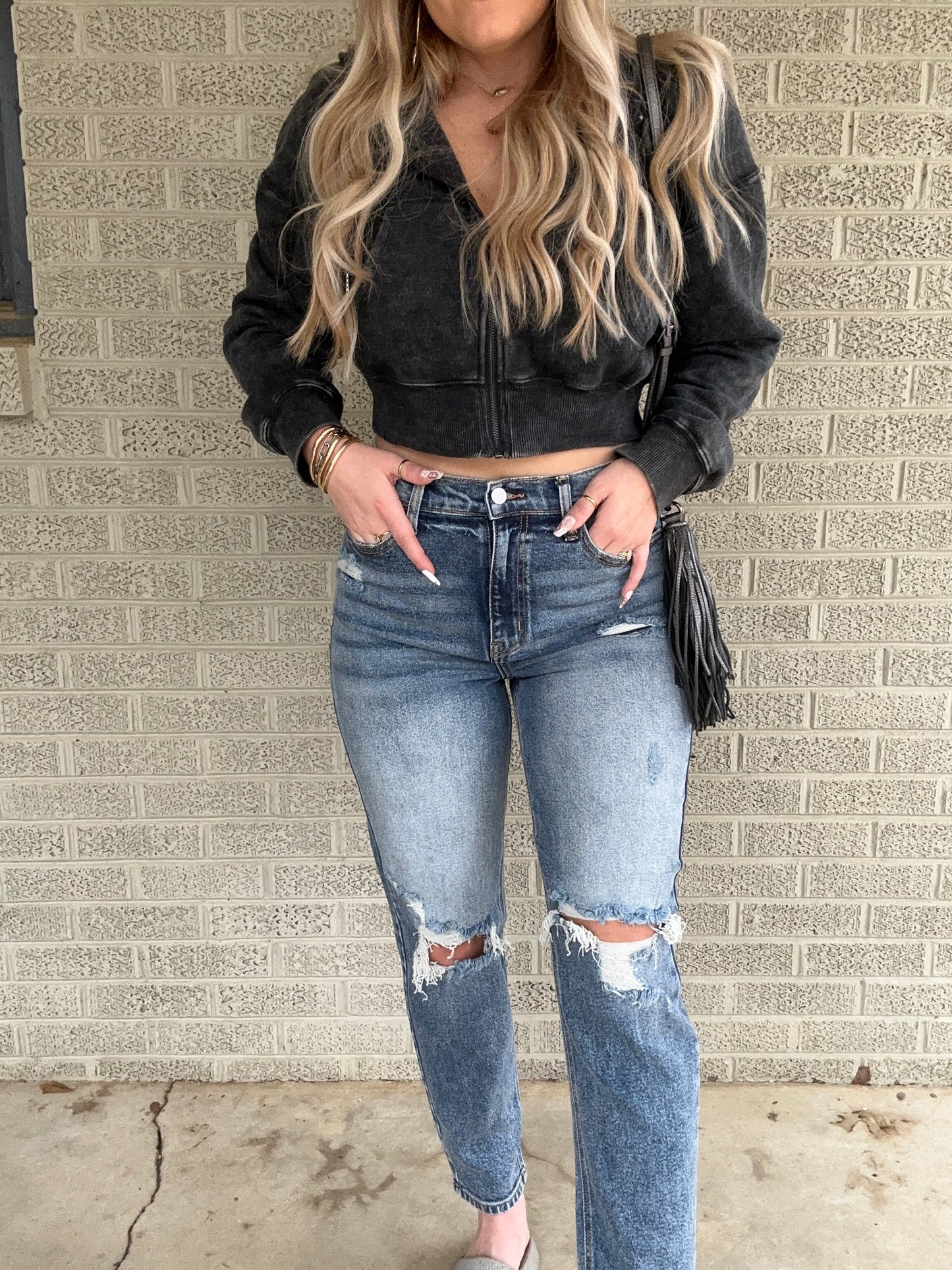 Vintage Vibe High Rise Mom Cropped Jeans